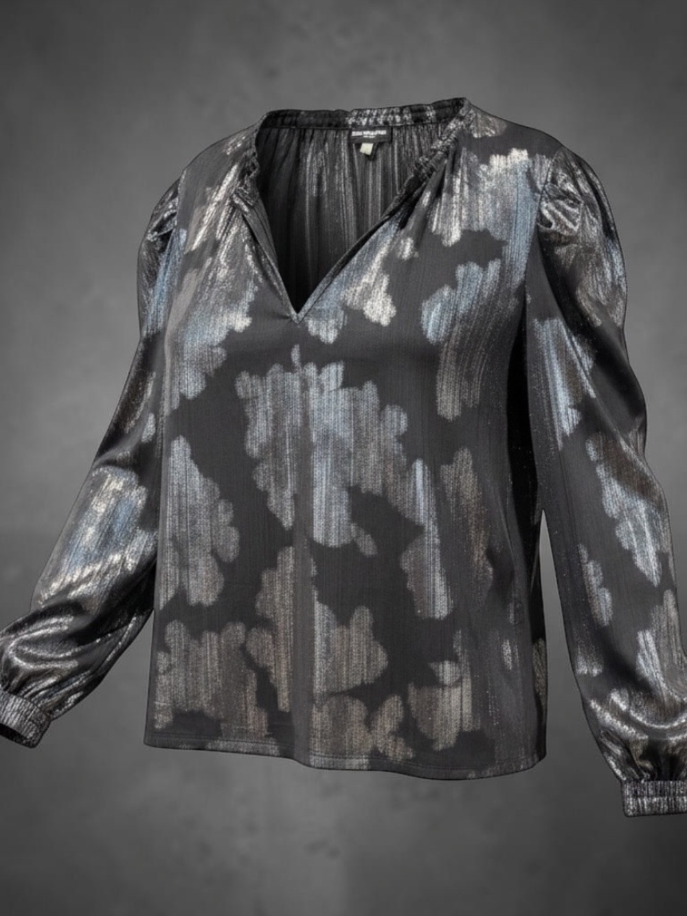 Karl Lagerfeld Metallic Floral V-Neck Blouse